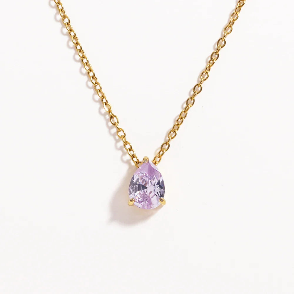 Crystal Teardrop Birthstone Necklace