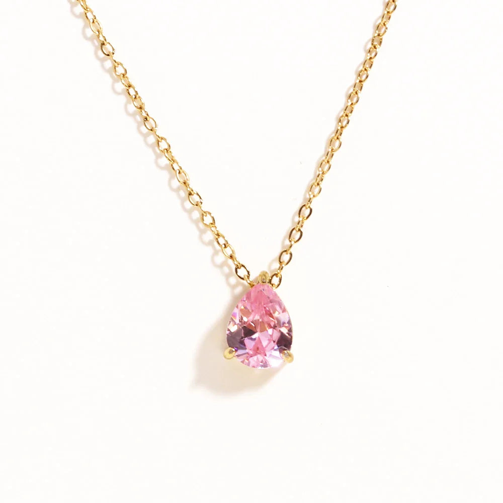 Crystal Teardrop Birthstone Necklace